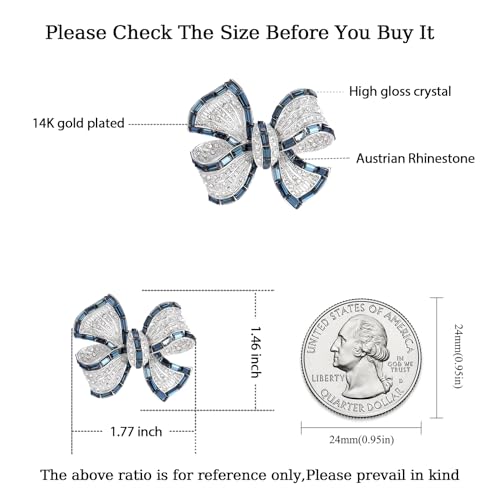 Image of YeapYeap Bow Brooches for Women Girl - Austrian Rhinestone Scarf Pin for Ladies Wedding Bouquet Broach for Birthday, Christmas, Anniversary(Silver)
