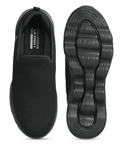 Image of Columbus MASSAGER-01 Sports Shoes - Running Shoes|Walking Shoes| Training & Gym Shoe | Outdoors Shoe for Men (Black & Silver),UK-7