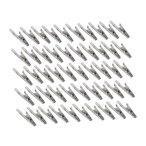 Baoblaze 50x Metal Alligator Clip Crocodile Clamps Silver Crocodile Clips Spring Clamps for Home Technical Sector Electrical Test Work