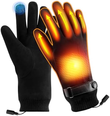 USB Heated Gloves for Men Women, Winter Warm Heating Gloves Full Hands Warmer with 3 Adjustable Temperature, Electric Thermal Touchscreen Washable Laptop Typing Glove (Black)