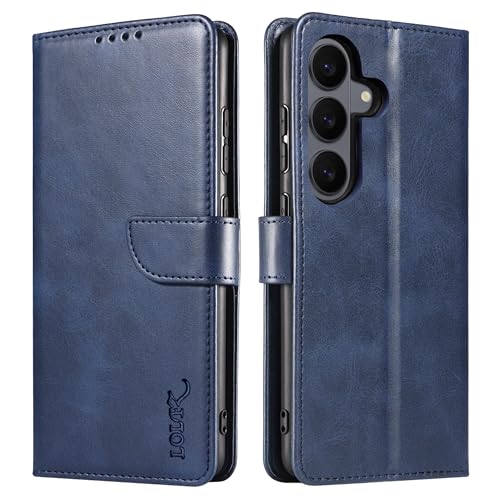 Étui portefeuille pour Samsung S26 housse protection cuir vintage clapet magnétique bleu
