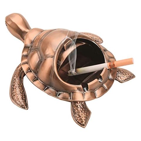 LAUYOO Vintage Turtle Windproof Ashtray with Lid Cover
