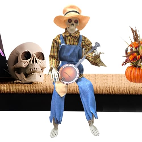 Décoration squelette accessoire de musique halloween animée 23,6 pouces