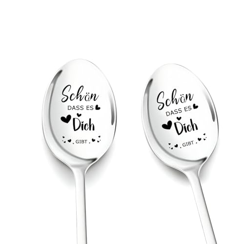 Geschenke für Beste Freundin Schön Dass Es Dich Gibt,2 Stück Kaffeelöffel mit Gravur Geschenke für Frau Frauen Mama Oma Schwester Tochter zum...