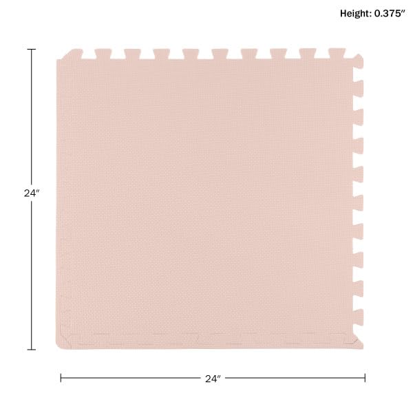 Image of Foam Floor Tiles - 24sqft Soft Nontoxic Baby Play Mat - Interlocking Puzzle Mat for Baby, Kids Playroom, or Home Gym Flooring by Stalwart (Light Pink)