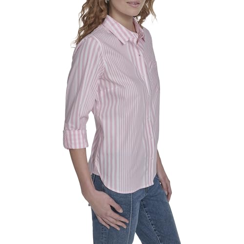 Image of Nautica Women's Button Front Long Sleeve Roll Tab Shirt