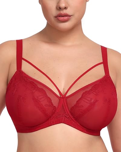 Image of HSIA Minimizer Bras for Women Full Coverage, Unlined Lace Sexy Plus Size Underwire Bra for Large Breasts