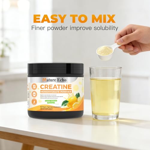 Image of Creatine Monohydrate Powder - Lemon - 30 Servings | 5g of Creatine Monohydrate - Supports Muscle, ATP Production, Energy, Strength - Vegan, Gluten Free