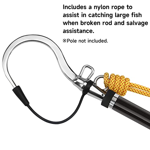 Sanlike Fly Fish Gaff 1/2 Inch Two-Hole Stainless Steel Hook With 19 Feet Hanging Rope For Fly Fishing Casting Tackle Saltwater Offshore Ice Tool #TOP3