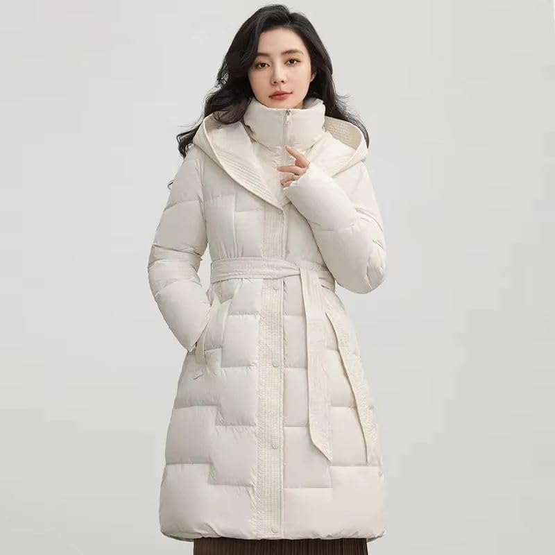 Winter Long Coat Women's Thicken Cotton padded Warm Snow Outerwear Loose Female Windproof Hooded Jacket Parkas Khaki XL