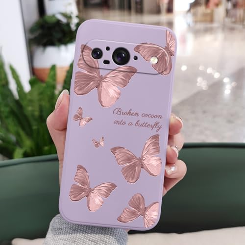 Coque Google Pixel 9 fine 6,3 pouces violet motif floral papillon - 3
