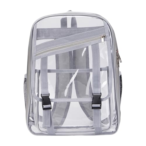 Grand sac à dos transparent en plastique transparent approuvé par les stades, gris, taille unique