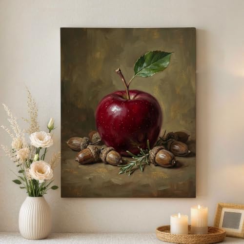 Lienzo de hojas de mariscos rojos para decorar un salón moderno con arte realista de 40x50 cm