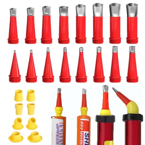 24 piezas,Boquilla de sellado de silicona de acero inoxidable,kit de herramientas de boquilla de goma integrada universal,accesorios de jeringa de silicona de una pieza,boquillas de silicona trans