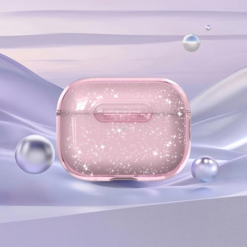 Funda AirPods Pro 2 rosa purpurina rígida de silicona antichoque