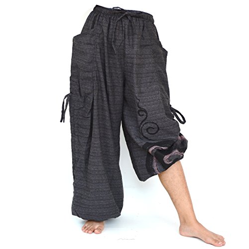 Siamrose Baggy Harem Pants Men Women, Wide Leg Yoga Lounge Trousers, Adjustable Length, 2 Pockets, One Size2