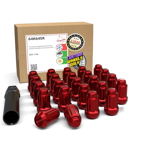 Image of Wheel Accessories Parts 24 Pcs + Key M12x1.5 12x1.5 Thread Car Spline 35mm 1.38 inch Long Lug Nuts Red Spline Hex Fits Chevy Blazer Colorado | GMC Jimmy Canyon | Ford Bronco (No Raptor) Ranger