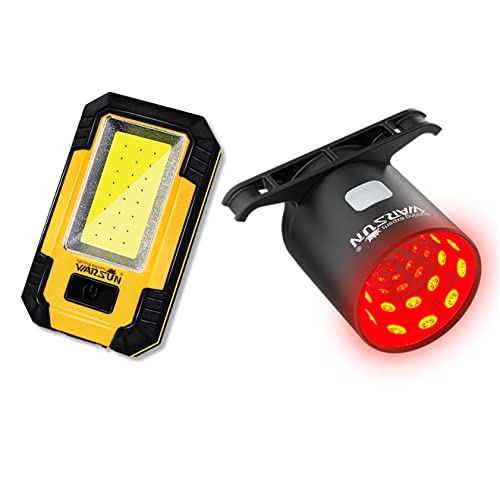 Warsun Led Work Lights Rechargeable Magnetic Mechanic Light Portable Worklight For Camping Car Repairing 30W 1200 High Lumens Bright Yellow+ Bike Taillight Bicycle Light #TOP6