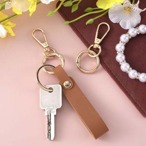OIIKI 2 Sets Swivel Clasp Clip, Metal Swivel Snap Hooks, Double Opening Key Chain Clip with Key Ring for DIY Crafts, Jewelry Clasps, Lanyard Making -Light Gold