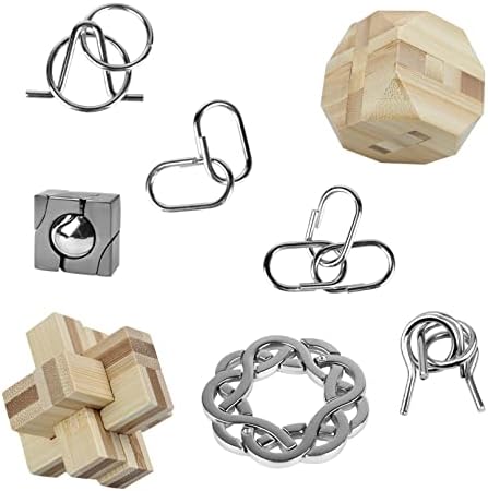 RLYLF Brain Teaser Puzzle 3D Mind Game for Adults and Kids Unlock Interlock Wooden and Metal Puzzle Fun Game Challenge Mind Educational Toys Cool Puzzle Box