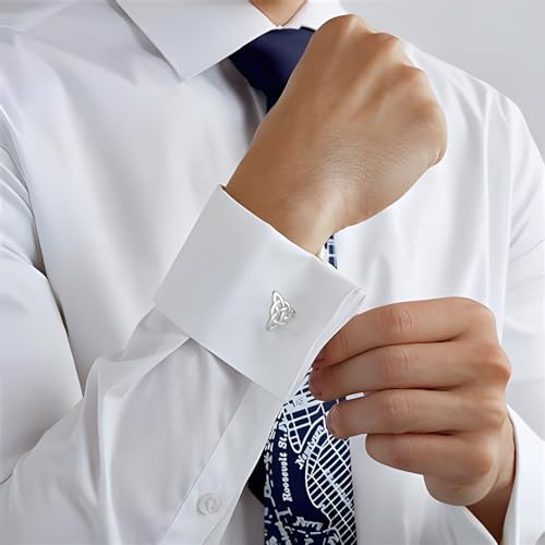 Mancuernillas Trinity Knot bañado en rodio miniatura 2