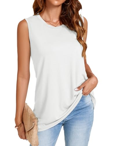 Image of Womens Tank Tops Summer Casual Sleeveless Top Loose Fit Basic Tunic Shirts