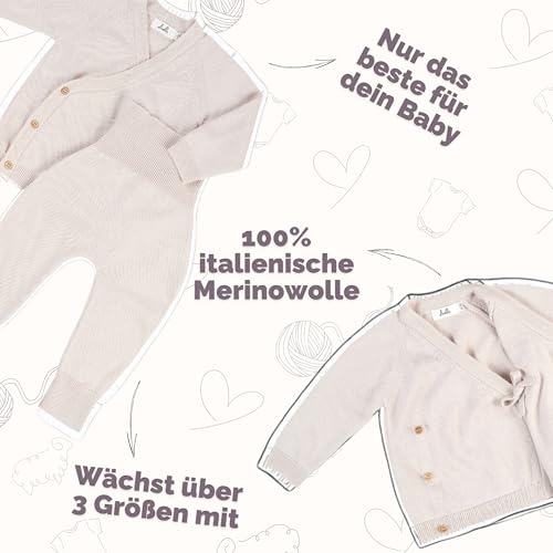 Livella | Bundhose & Wickeljacke aus 100 % Merinowolle – Baby Set in Altrosa (Gr. 62–74) – Mitwachsend, OEKO-TEX zertifiziert, temperaturausgleichend, hautfreundlich & maschinenwaschbar