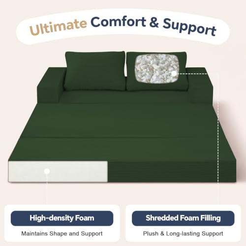 Image of COMAX Boneless Loveseat, 59 inch Convertible Sofa Bed, Folding Small Futon