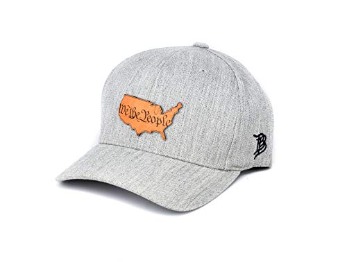Branded Bills 'The Constitution ' Leather Patch Flex Fit Fitted Hat - Small/Medium (Heather Grey)