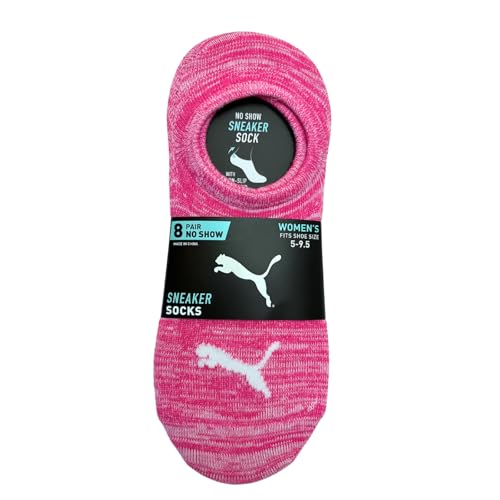 PUMA Women's Sneaker Liner Socks, 8 pair, Assorted Colors, Fits 5-9.53