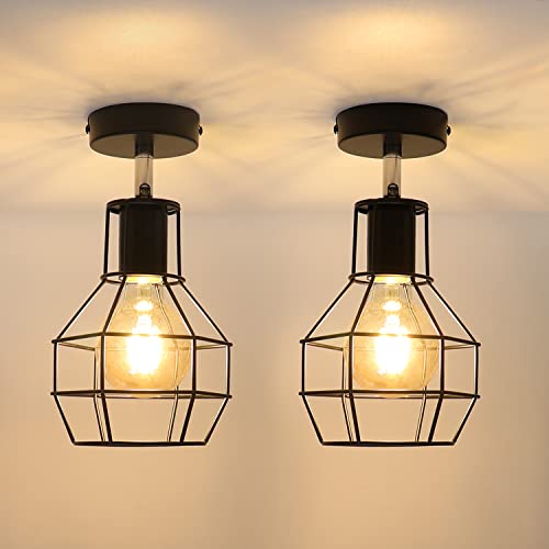 Glitzerlife Deckenlampe 2ER Vintage Deckenleuchte Flur: E27 Schwarz...