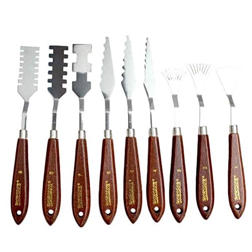 UKCOCO 9pcs cuchillo de pintura de acero inoxidable espátula paleta cuchillo pintura mezcla raspador