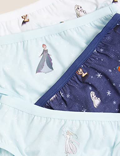 Image of Marks & Spencer Frozen Girls Cotton Printed High Rise Knicker (Pack of 5)