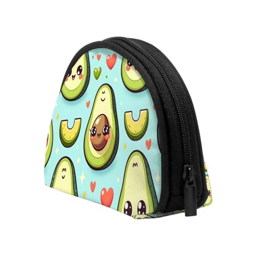 Portable Coin Purse Cute-Green-Avocado Mini Zippered Money Pouch Card Holder4