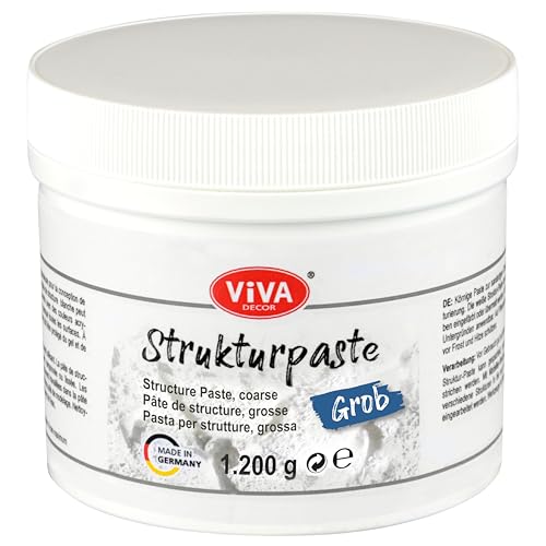 Viva Decor® Pasta texturizada gruesa (1200 g color blanco) mate pasta granulada a base de agua para estructura de superficies en relieve hasta plástico para creadores y artistas Fabricado en Alemania