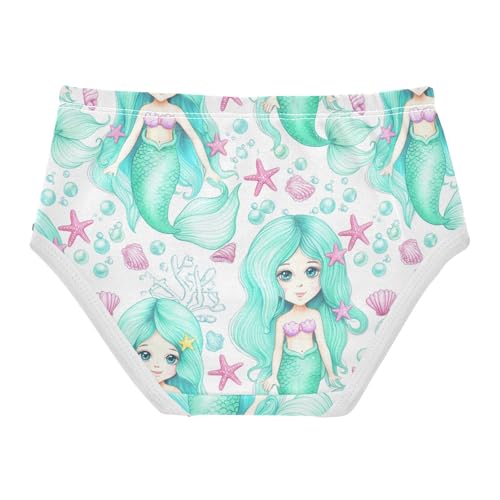 Joisal Fancy Girls Underwear Toddlers 2t Cotton Cute Panties Girl Cute Starfish Mermaid Turquoise Underpants Briefs2