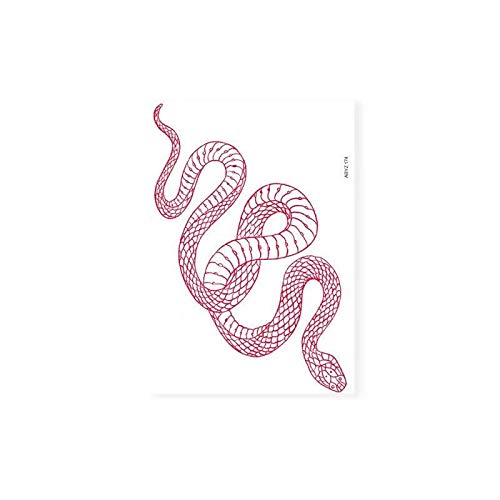 Tatuajes Temporales Para Adultos Mujeres Niños Pegatinas Tatuaje Temporal Para Mujeres Tatuajes Pegatinas De Cintura Tamaño Grande Tamaño Rojo Serpiente Impermeable Arte Corporal Para Hombres-1 Pc