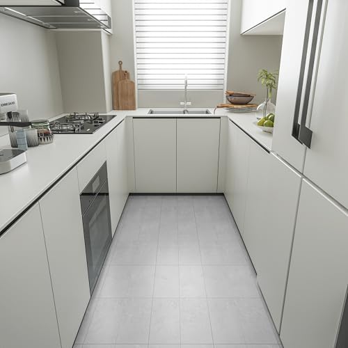 PVC Bodenbelag Selbstklebend - Vinylboden Selbstklebend, Extra Abriebfest, Wasserdicht Grau Marmor-Effekt für Küche, Badezimmer, Schlafzimmer 30x15cm 40 Stück