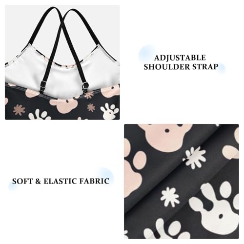 Black Pink Paw Prints Girls One Piece Swimsuit Beach Swimwear 208521733