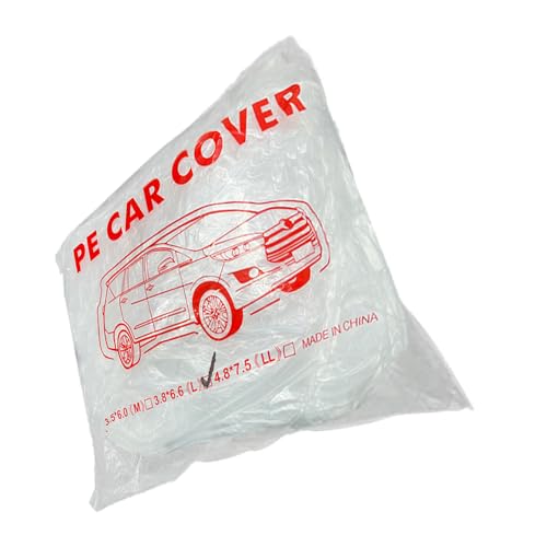 Image of LuliKa 3 Packs Disposable Car Cover Clear Plastic Car Cover Universal Rain Dust Garage Cover with Elastic Band Medium (12.4 FT x 21.6 FT)