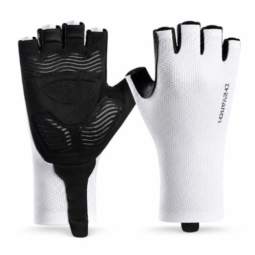 Image of Men's Summer Half-Finger Cycling Gloves Anti-Slip Shock-Absorbing Breathable Touchscreen Road Bike Gloves XL White