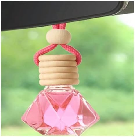 Red Car Air Freshener 8ML Car Perfume Glass Pendant 2PCS with 20ML Spare Natural Perfume Decoration Car Perfume Air Freshener (Shangri-La)