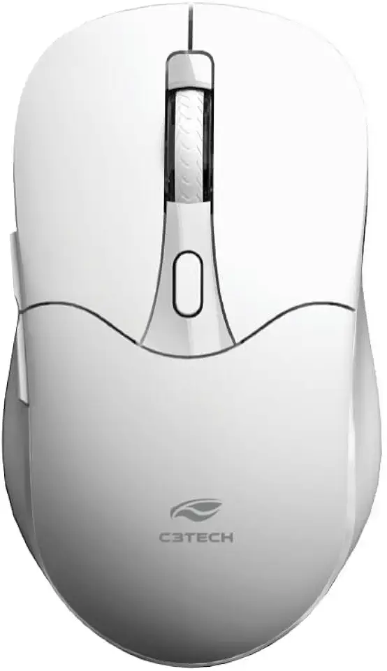 C3Tech mouse Bluetooth 5.0 e sem fio 2.4GHz M-BT60WH, Branco, Bateria recarregavel, com 6 botoes, 1600 DPI Ambidestro Plug and Play compativel com Windows, MACos, Linux, Chrome
