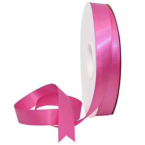 Image of Morex Ribbon 08816 /50-185 Double Face Satin Ribbon, 3 /8 inchx 50 Yd, Raspberry Rose