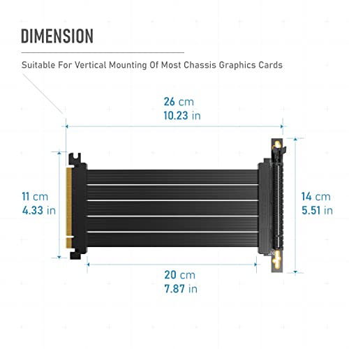Cable riser PCIe 4.0 X16 tarjeta extensión GPU conector ángulo recto 20cm 7