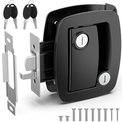 Image of BEBOBLY RV Door Lock Replacement, Aluminum Alloy Upgraded Lighter RV Door Latch with Paddle Deadbolt & 4 Keys, 100% Metal Camper Door Locks, RV Entry Door Lock for Travel Trailers Cargo Hauler, Black