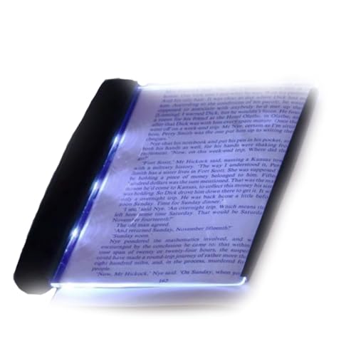 Flat Book Light for Reading in Bed at Night, Clear LED Book Page Light Bookmark Light for Reading, Acrylic Bookmark Light LED Reading Light with Brightness Adjustment, Eye Protection for Night Reading