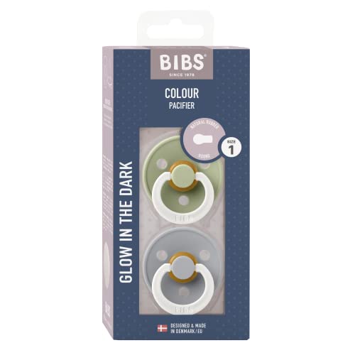 Image of BIBS Pacifiers Colour Collection | Natural Rubber Baby Pacifier | Set of 2 BPA-Free Soothers | Made in Denmark | 0+ Months (Pack of 2) | Cloud Night