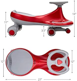 Baby Joy Wiggle Car for Kids, Swing Car with LED Flashing Wheels, No Batteries, Gears or Pedals, Uses Twist, Turn, Wiggle Movement to Steer, Ride-on Toy for Boys Girls 3 Year Old and Up (Red)