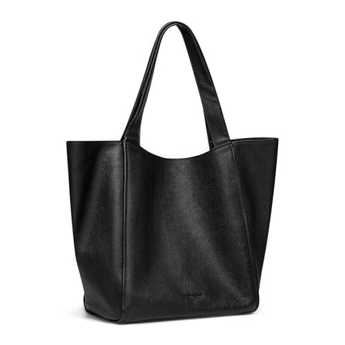Sac porté épaule Linn en cuir véritable : le grand sac noir idéal pour le bureau